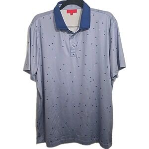 Redvanly Polo Shirt Men's XL Blue Geometric Golf Performance Stretch Lightweight